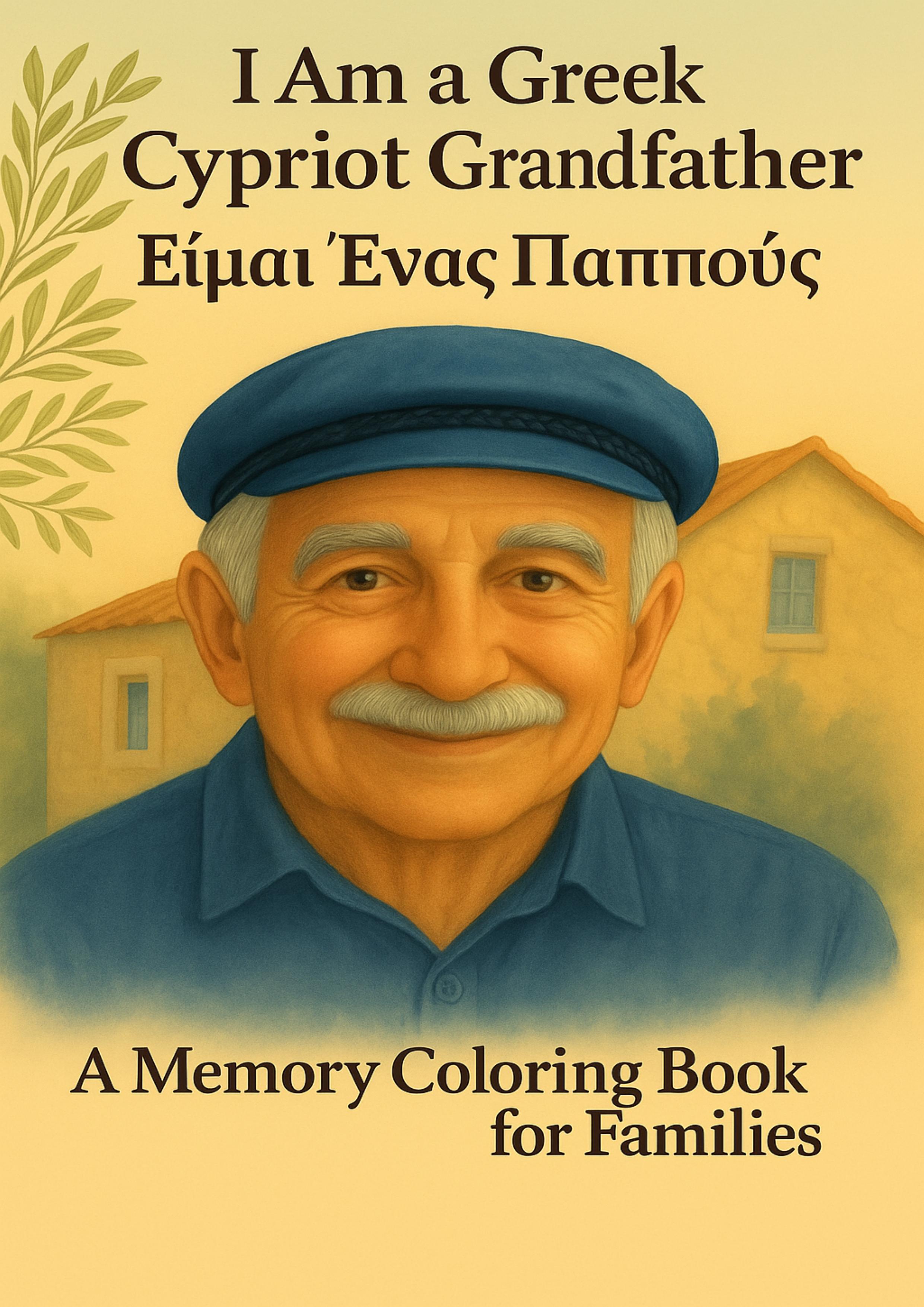 I Am a Greek Cypriot Grandfather - Memory coloring book cover by Maria Darling-Jones